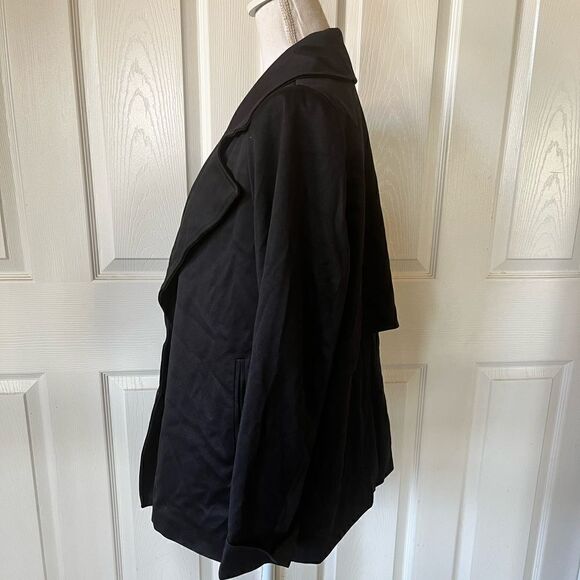 Adrianna Papell Black Trench Jacket with Back Yoke - Picture 6 of 12